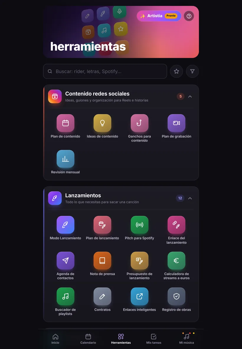 La app en una tablet
